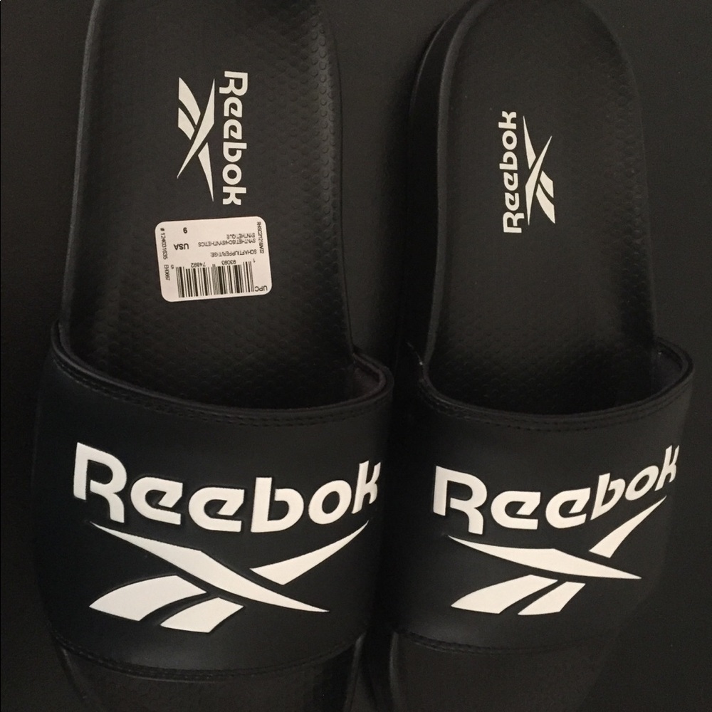 NEW MENS REEBOK CLASSIC SHOWER SLIDES SHOES SZ 12 EH0667 BLACK WITH SHOE BOX - Picture 6 of 9